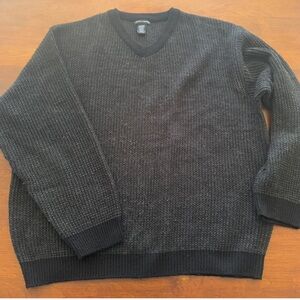Men's Vintage Black V-Neck Sweater